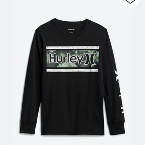 Hurley Black Long Sleeve Tee with Geometric Logo